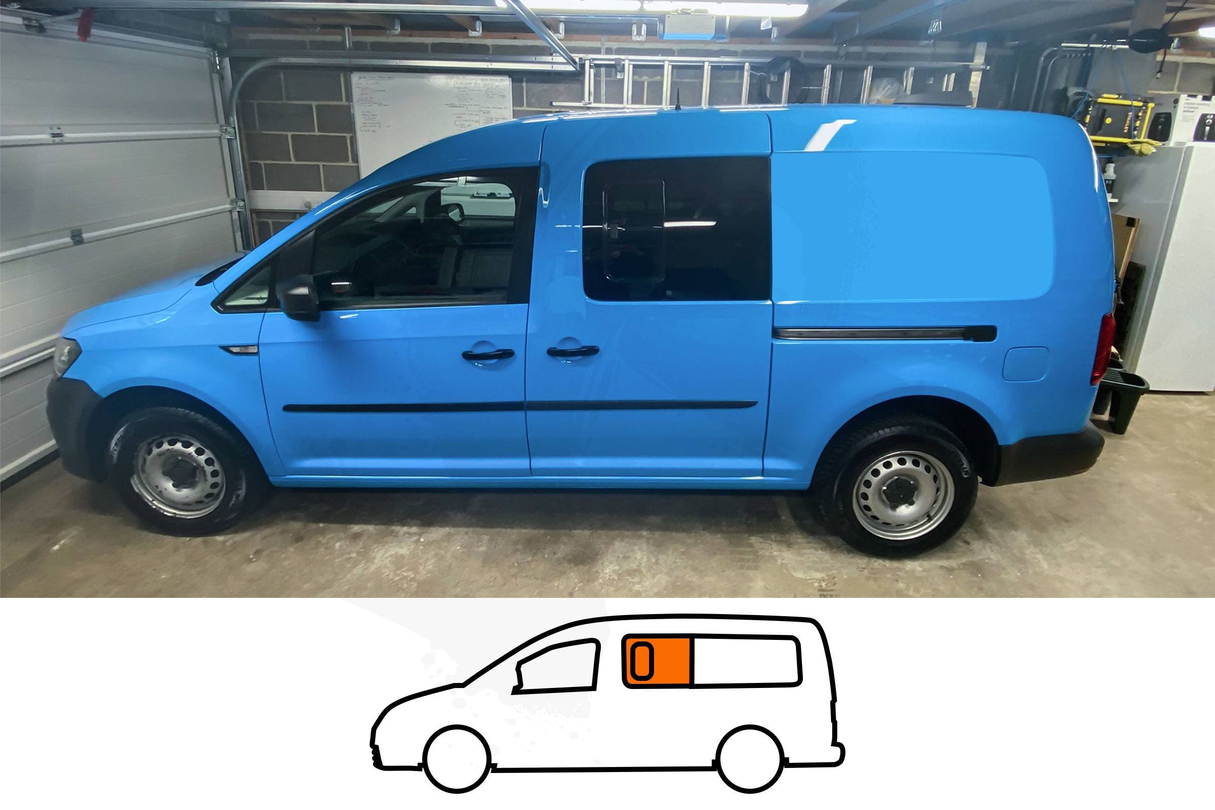 vw caddy side window conversion